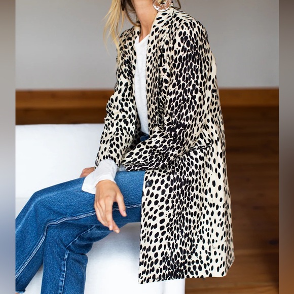 EMERSON FRY Wingtip Coat 2 Leopard Linen 10 - Picture 2 of 10